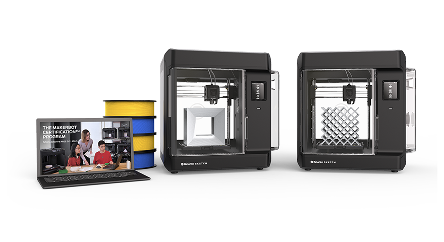 MakerBot Sketch 3D Classroom Bundle w/2 yrs MakerCare, 2 Printers, 6 filaments, Certifications